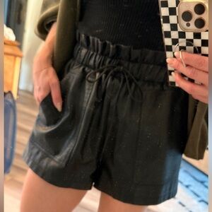 Black faux Leather Shorts
